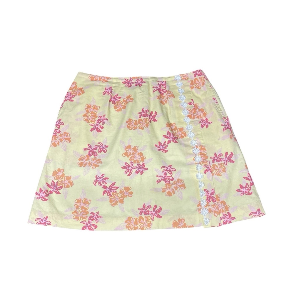 Lilly Pulitzer Floral Hibiscus Mini Skirt Daisy 8 yellow Cottagecore beach fairy